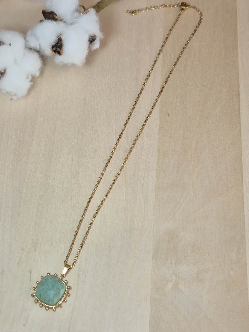 🩵🩵NEW🩵🩵 PRETTY!! Natural Stone Faceted AMAZONITE Square Pendant Necklace